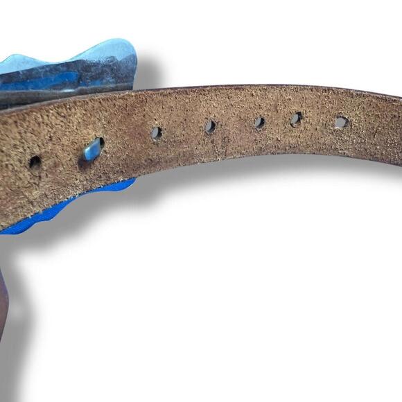 Justin Top Grain Cowhide Leather Southwestn Belt Size 26 Hand Tooled - Picture 8 of 9